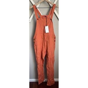 NWT! Pyne & Smith Women's S Linen Overalls - Orange